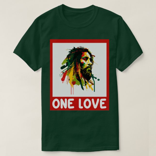 One Kärlek Rastafari Rasta Reggae T Shirt (Design framsida)