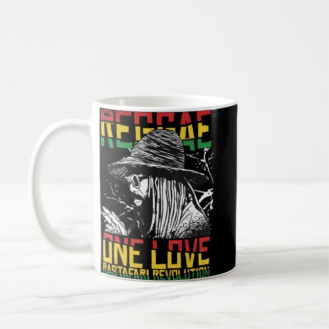 One Kärlek Reggae Music Heartslag Rastafari Rasta Kaffemugg (Vänster)