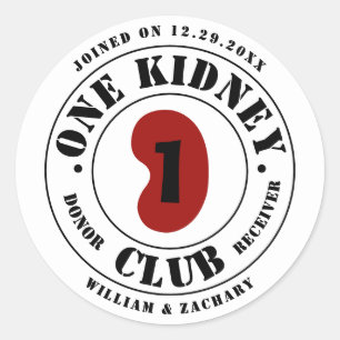 One Kidney Club Donator Mottagare Namn Datum Runt Klistermärke
