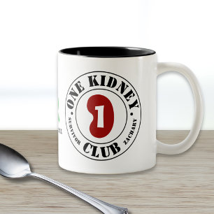 One Kidney Club Donator Mottagare Namn Datum Två-Tonad Mugg