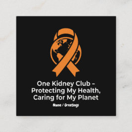 One Kidney Club Health Advocacy & Planet Awareness Fyrkantigt Visitkort