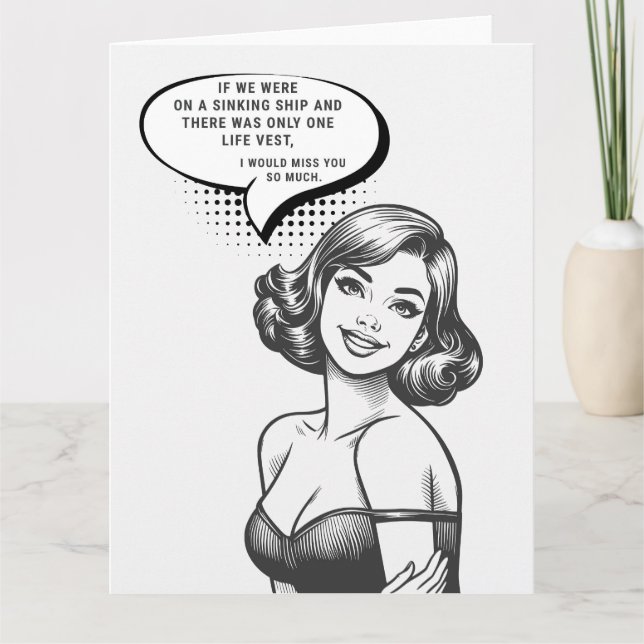 One Life Vest Funny Retro Hälsning Kort (Framsida)