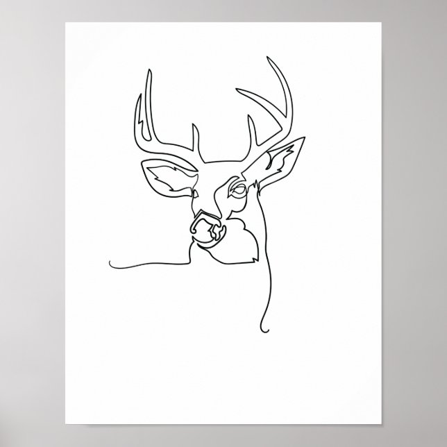 One Line Drawing Hirsch Single Art Poster (Framsidan)