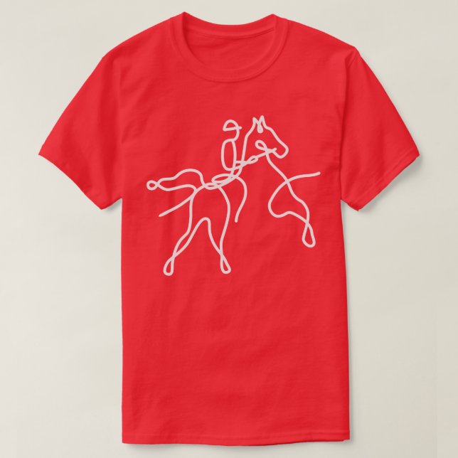 One Line Horse Rider med majestätiska hästar 1 T Shirt (Design framsida)
