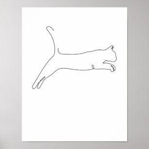 One Line Teckning Katze-vårlekskonst Poster