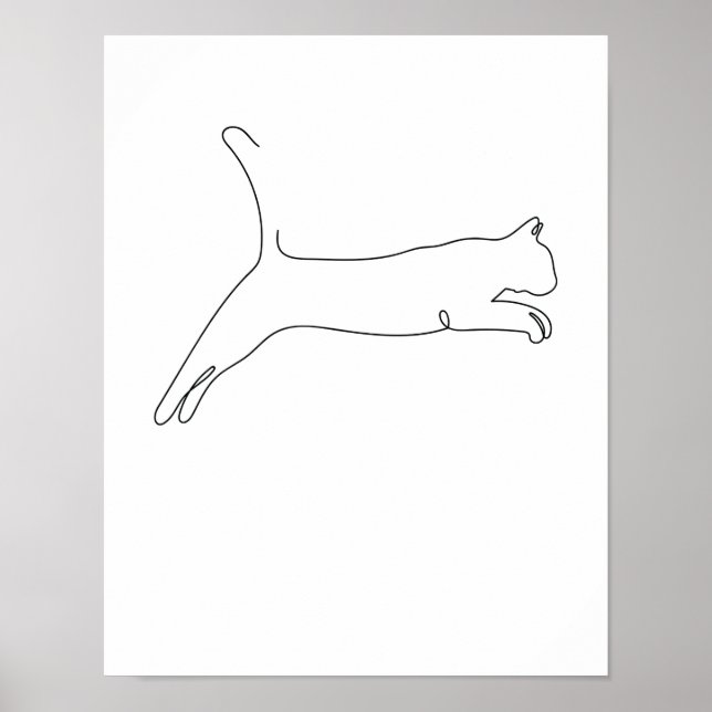 One Line Teckning Katze-vårlekskonst Poster (Framsidan)