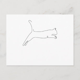 One Line Teckning Katze-vårlekskonst Vykort