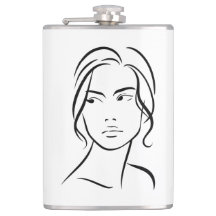 One Line Woman Ansikte Teckning 4