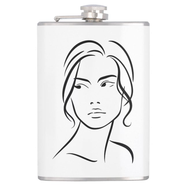 One Line Woman Ansikte Teckning 4 Fickplunta (Framsidan)