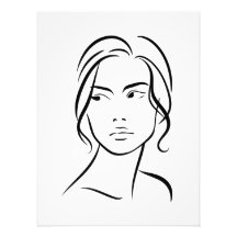 One Line Woman Ansikte Teckning 4