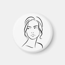 One Line Woman Ansikte Teckning 4 Magnet