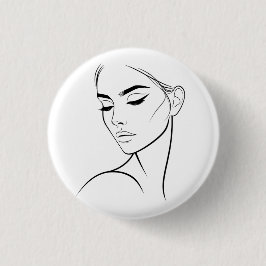 One Line Woman Ansikte Teckning nr3 Knapp