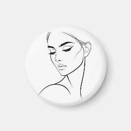 One Line Woman Ansikte Teckning nr3 Magnet