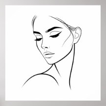 One Line Woman Ansikte Teckning nr3