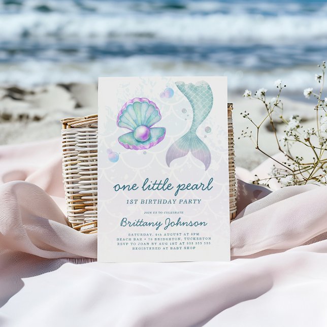 One Little Pearl 1st Birthday Inbjudningar (Skapare uppladdad)