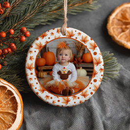 One Little Turkey Thanksgiving 1st Birthday Photo Julgransprydnad Keramik