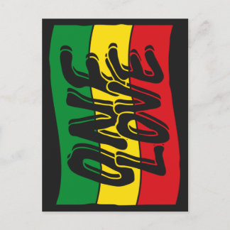 One Love Drapeau Reggae Rasta Vykort