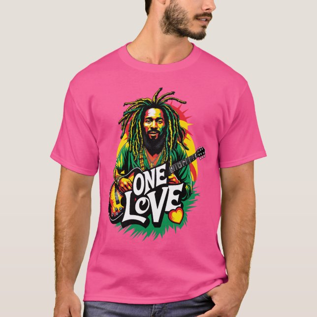 One Love el Rey del Reggae T Shirt (Framsida)
