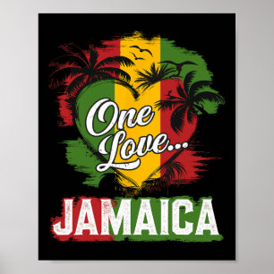 One Love Jamaica 2025 Hibiskusblomma Karibien Va Poster