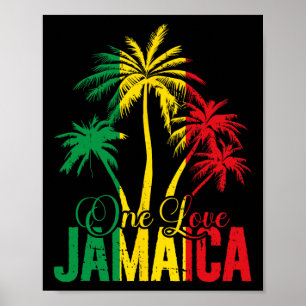 One Love Jamaica Jamaicanskt Semester Reggae Palms Poster