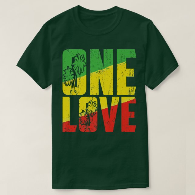 One Love Jamaica T Shirt Rasta Reggae Music Caribb (Design framsida)