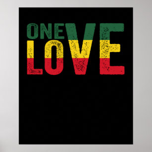 One Love Jamaican Rasta Reggae Poster