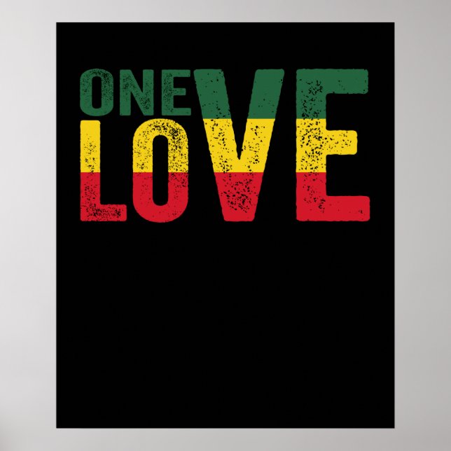 One Love Jamaican Rasta Reggae Poster (Framsidan)