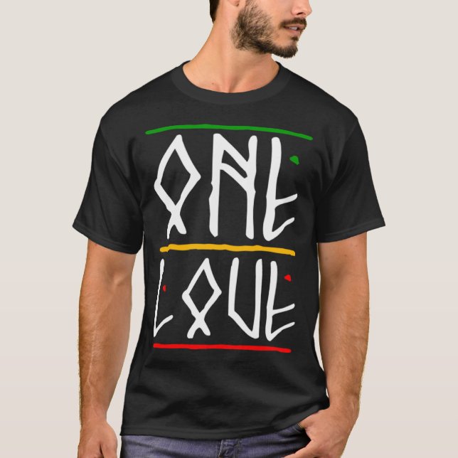 One Love Rasta Colors Reggae T Shirt (Framsida)