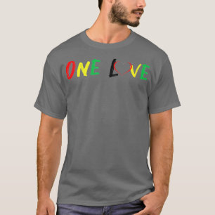 One Love Rasta Jamaicansk Flagga Reggae Musik T Shirt
