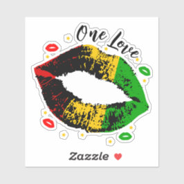 One Love Rasta Lipstick Kiss Klistermärken