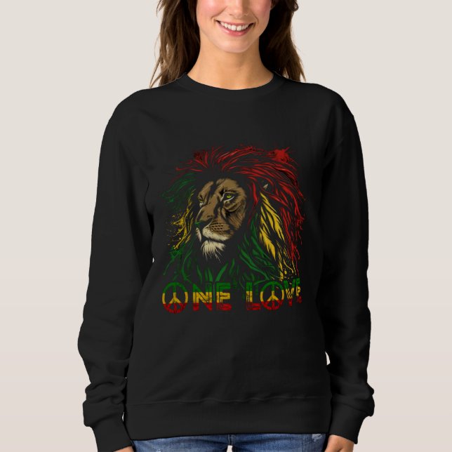 One Love Rasta Reggae Lion Of Judah Pride Rastafar T Shirt (Framsida)