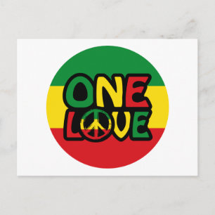 One Love, Reggae-design med reggaefärger Vykort