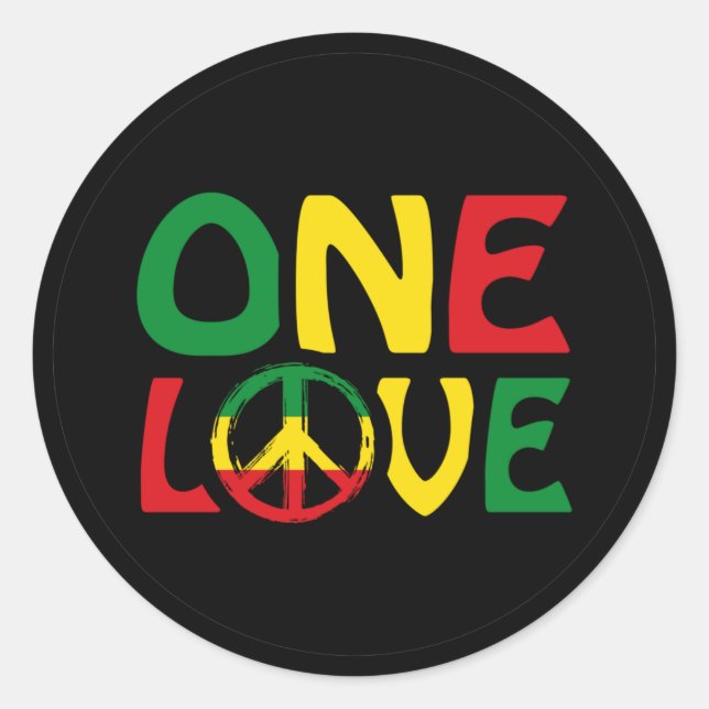 One Love, Reggae design Runt Klistermärke (Framsida)