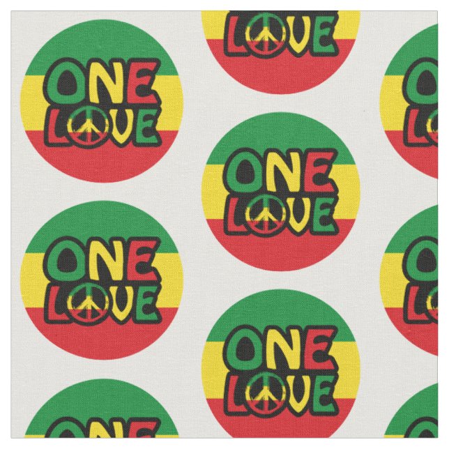 One Love, Reggae design with reggae colors Tyg (Närbild)