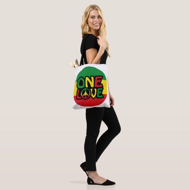 One Love, Reggae design with reggae colors Tygkasse (På modell)