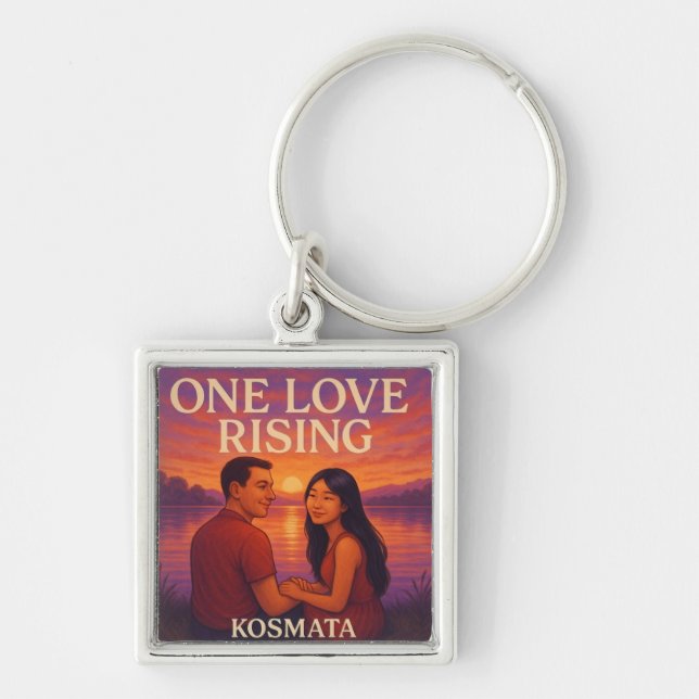 One Love Rising - Schlüsselanhänger Fyrkantig Silverfärgad Nyckelring (Framsidan)