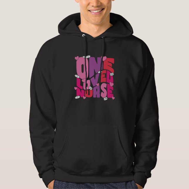 One Loved Nurse Valentines Day Heart Stethoscope N Hoodie (Framsida)