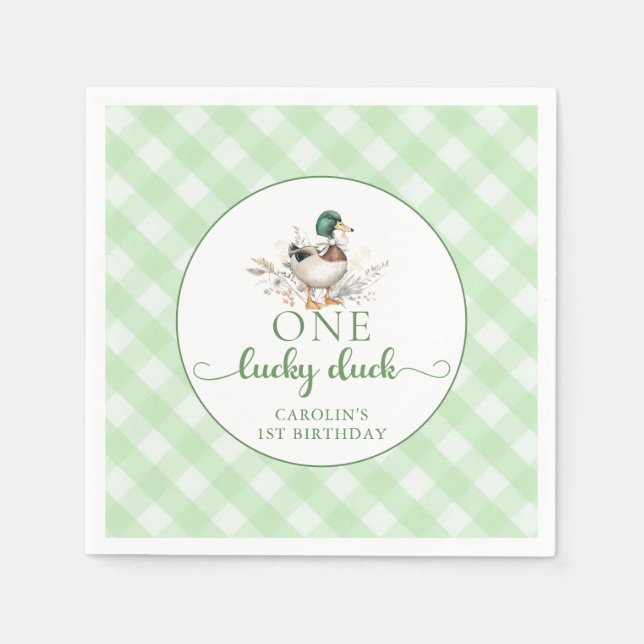 One Lucky Anka Boy 1st Birthday Napkins Pappersservett (Framsidan)