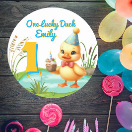 One Lucky Anka Girl 1st Birthday Party Runt Klistermärke