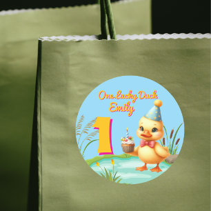 One Lucky Anka Girl 1st Birthday Party Runt Klistermärke