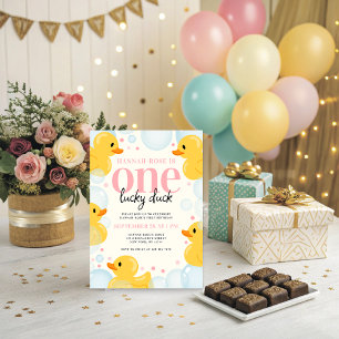 One Lucky Anka Girl First Födelsedagsfest Inbjudningar