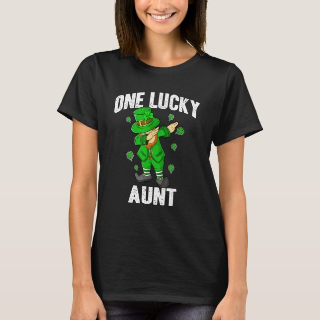 One Lucky Aunt St Patricks Day Dabbing Leprechaun  T Shirt (Framsida)