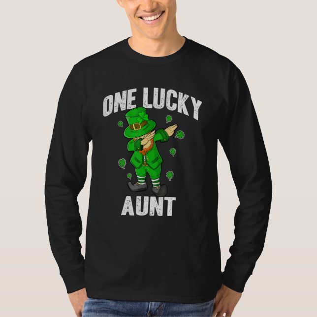 One Lucky Aunt St Patricks Day Dabbing Leprechaun  T Shirt (Framsida)