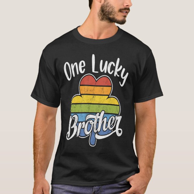 One Lucky Brother Fun Striped Irish C St Patrick's T Shirt (Framsida)