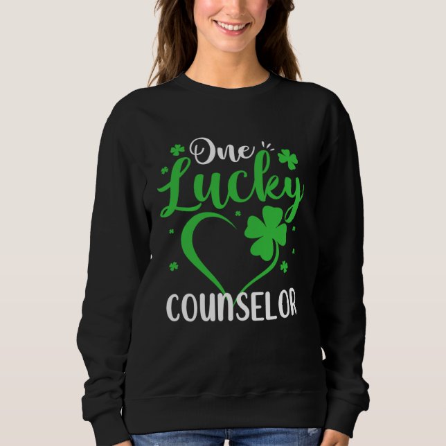 One Lucky Counselor Heart Shamrock St Patricks Day T Shirt (Framsida)