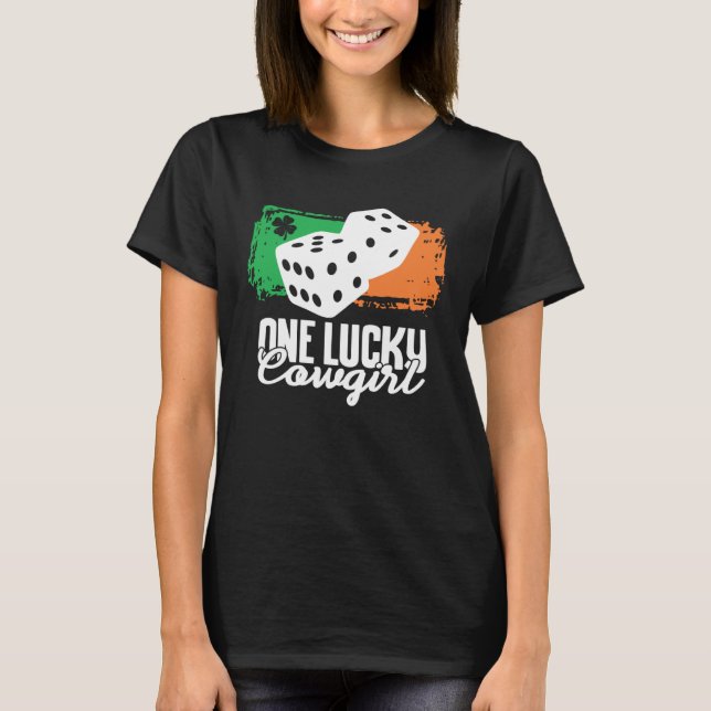 One Lucky Cowgirl Dice Game  Family Group Matching T Shirt (Framsida)