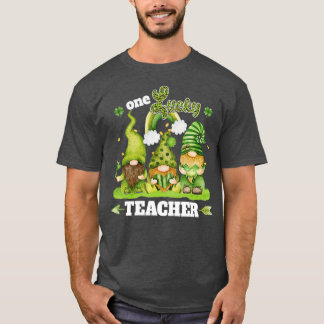 One Lucky Cute Teacher Leopard Gnomes Happy St Pat T Shirt
