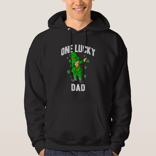 One Lucky Dad St Patricks Day Dabbing Leprechaun M Hoodie (Framsida)
