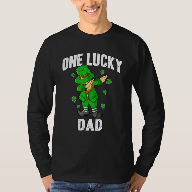 One Lucky Dad St Patricks Day Dabbing Leprechaun M T Shirt (Framsida)