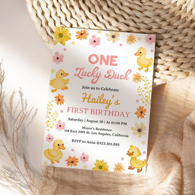 One Lucky Duck Birthday Invitation Inbjudningar (Skapare uppladdad)